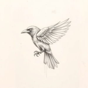 Loose Pencil Sketch Raven Tattoo