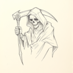 Loose Pencil Sketch Reaper Tattoo