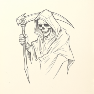 Loose Pencil Sketch Reaper Tattoo