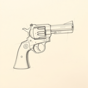 Loose Pencil Sketch Revolver Tattoo