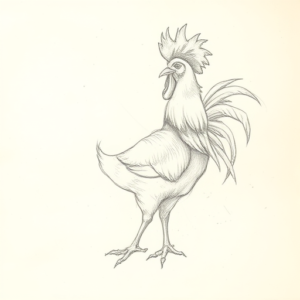 Loose Pencil Sketch Rooster Tattoo