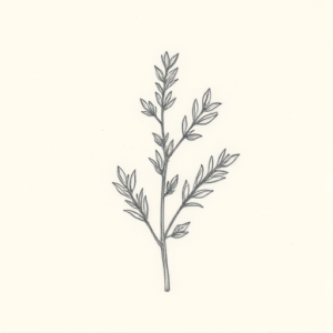 Loose Pencil Sketch Rosemary Tattoo