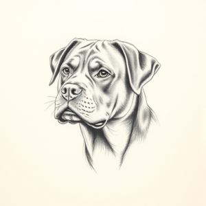 Loose Pencil Sketch Rottweiler Tattoo