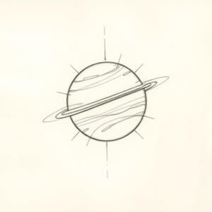 Loose Pencil Sketch Saturn Tattoo