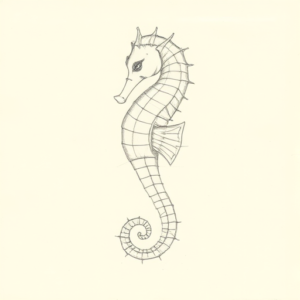 Loose Pencil Sketch Seahorse Tattoo