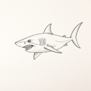 Loose Pencil Sketch Shark Tattoo