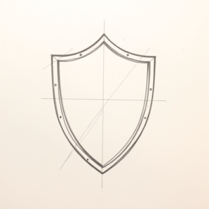 Loose Pencil Sketch Shield Tattoo