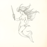 Loose Pencil Sketch Siren Tattoo