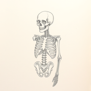 Loose Pencil Sketch Skeleton Tattoo