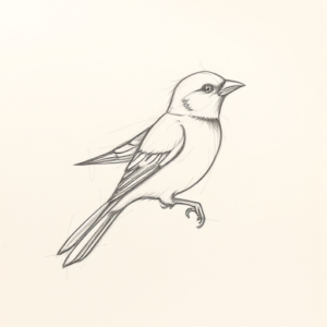 Loose Pencil Sketch Sparrow Tattoo