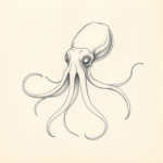 Loose Pencil Sketch Squid Tattoo