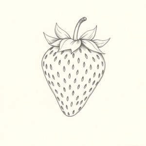 Loose Pencil Sketch Strawberry Tattoo