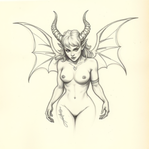 Loose Pencil Sketch Succubus Tattoo