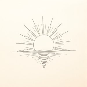 Loose Pencil Sketch Sunrise Tattoo
