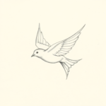 Loose Pencil Sketch Swallow Tattoo