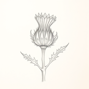 Loose Pencil Sketch Thistle Tattoo