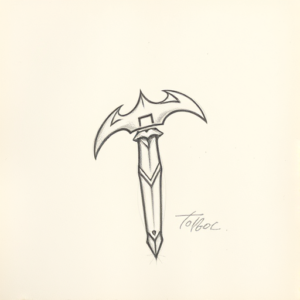 Loose Pencil Sketch Tomahawk Tattoo
