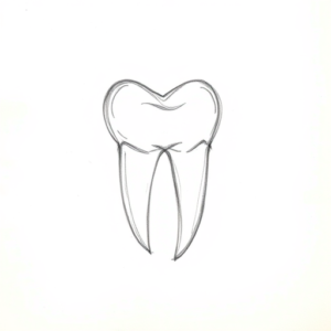 Loose Pencil Sketch Tooth Tattoo