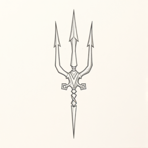 Loose Pencil Sketch Trident Tattoo