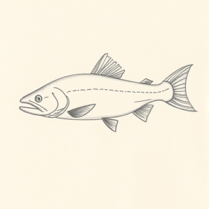 Loose Pencil Sketch Trout Tattoo