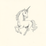 Loose Pencil Sketch Unicorn Tattoo