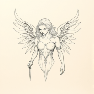 Loose Pencil Sketch Valkyrie Tattoo