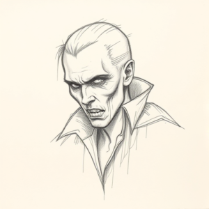 Loose Pencil Sketch Vampire Tattoo