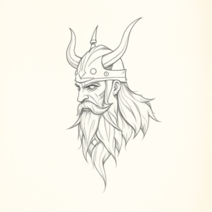 Loose Pencil Sketch Viking Tattoo