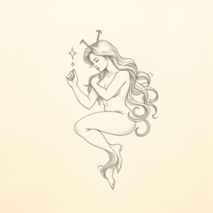Loose Pencil Sketch Virgo Tattoo