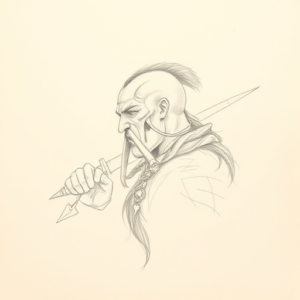 Loose Pencil Sketch Warrior Tattoo