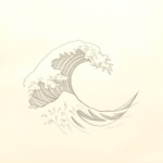 Loose Pencil Sketch Wave Tattoo