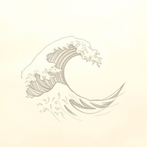 Loose Pencil Sketch Wave Tattoo