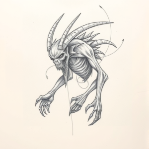Loose Pencil Sketch Wendigo Tattoo