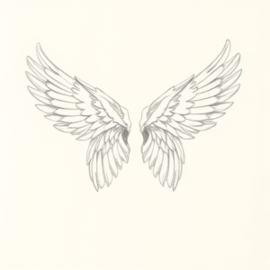 Loose Pencil Sketch Wings Tattoo