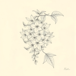 Loose Pencil Sketch Wisteria Tattoo
