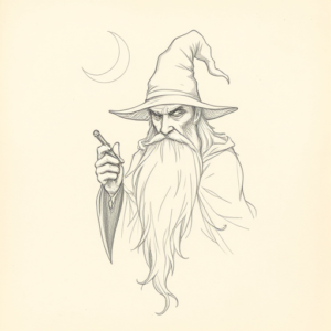 Loose Pencil Sketch Wizard Tattoo