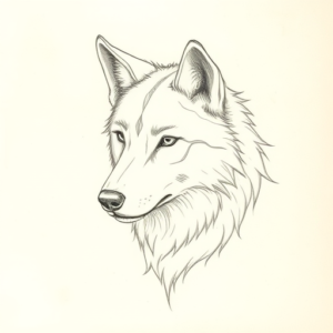 Loose Pencil Sketch Wolf Tattoo