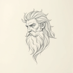 Loose Pencil Sketch Zeus Tattoo