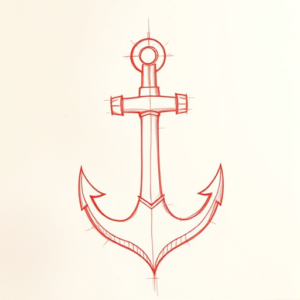 Loose Red Pencil Anchor Tattoo