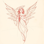 Loose Red Pencil Angel Tattoo