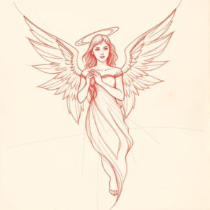 Loose Red Pencil Angel Tattoo
