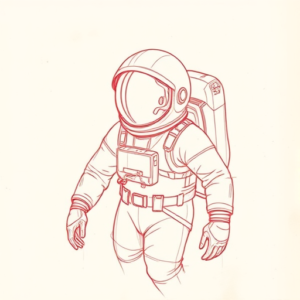 Loose Red Pencil Astronaut Tattoo