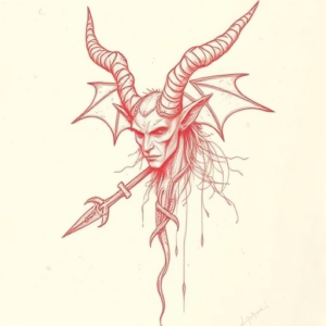 Loose Red Pencil Baphomet Tattoo
