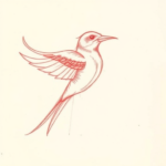 Loose Red Pencil Bird Tattoo