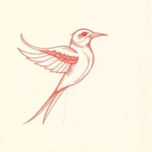 Loose Red Pencil Bird Tattoo
