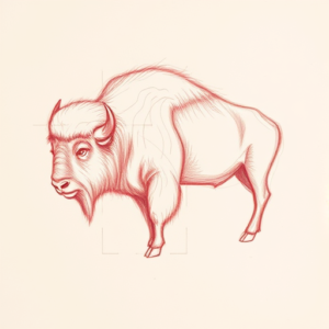Loose Red Pencil Bison Tattoo