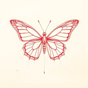 Loose Red Pencil Butterfly Tattoo