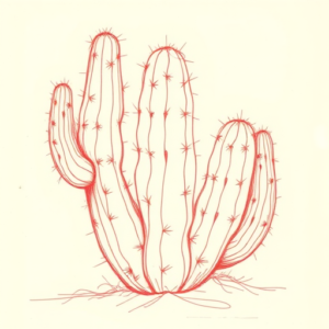 Loose Red Pencil Cactus Tattoo