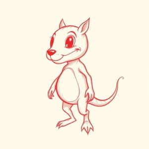 Loose Red Pencil Cartoon Tattoo