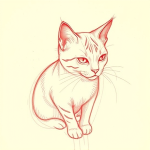 Loose Red Pencil Cat Tattoo